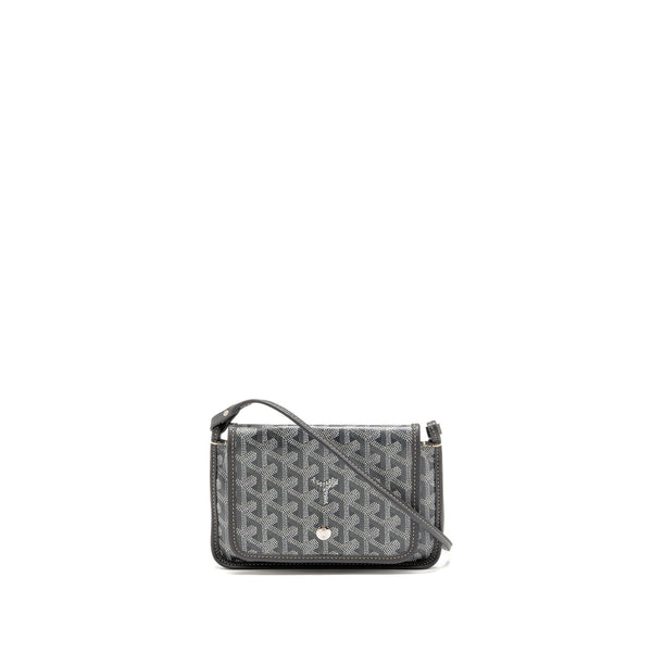 GOYARD PLUMET POCKET WALLET GOYARDINE CANVAS/CALFSKIN GREY SHW