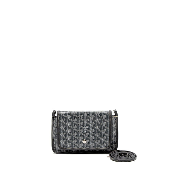 GOYARD PLUMET POCKET WALLET GOYARDINE CANVAS/CHEVROCHES CALFSKIN GREY SHW