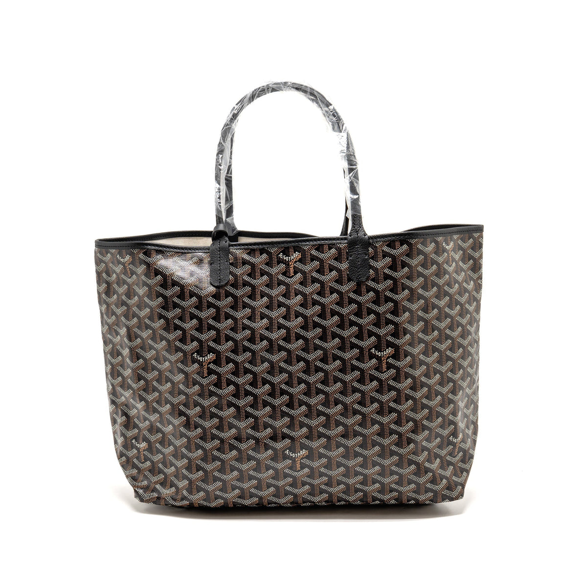 GOYARD SAINT LOUIS PM BAG GOYARDINE CANVAS/CALFSKIN BLACK SHW