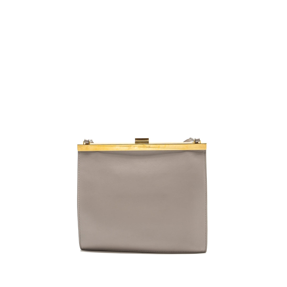 CELINE MINI CLASP SHOULDER BAG LIGHT GREY LEATHER GHW