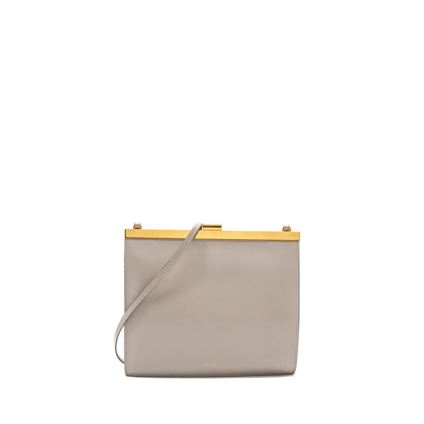 CELINE MINI CLASP SHOULDER BAG LIGHT GREY LEATHER GHW
