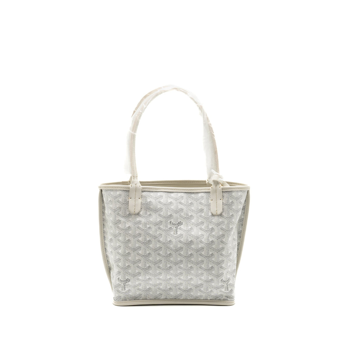 GOYARD MINI ANJOU TOTE BAG GOYARDINE CANVAS/LEATHER WHITE SHW