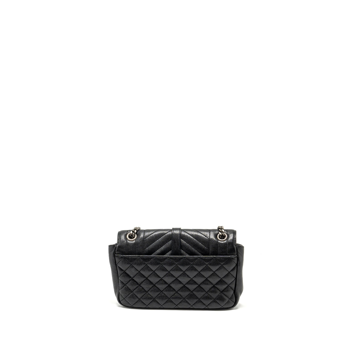SAINT LAURENT COLLEGE FLAP BAG LAMBSKIN BLACK RUTHENIUM SHW