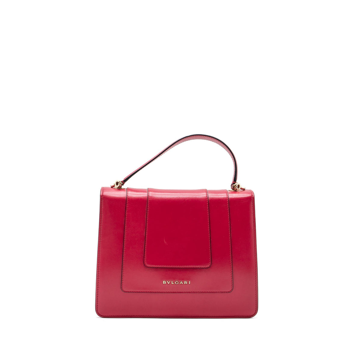 BVLGARI TOP HANDLE SERPENTI FLAP BAG CALFSKIN DARK PINK LGHW