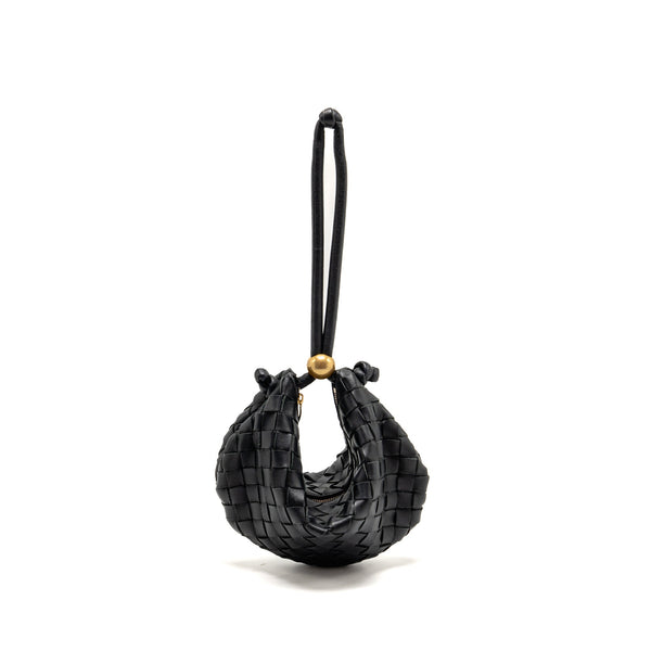 BOTTEGA VENETA MINI TURN POUCH LAMBSKIN BLACK GHW