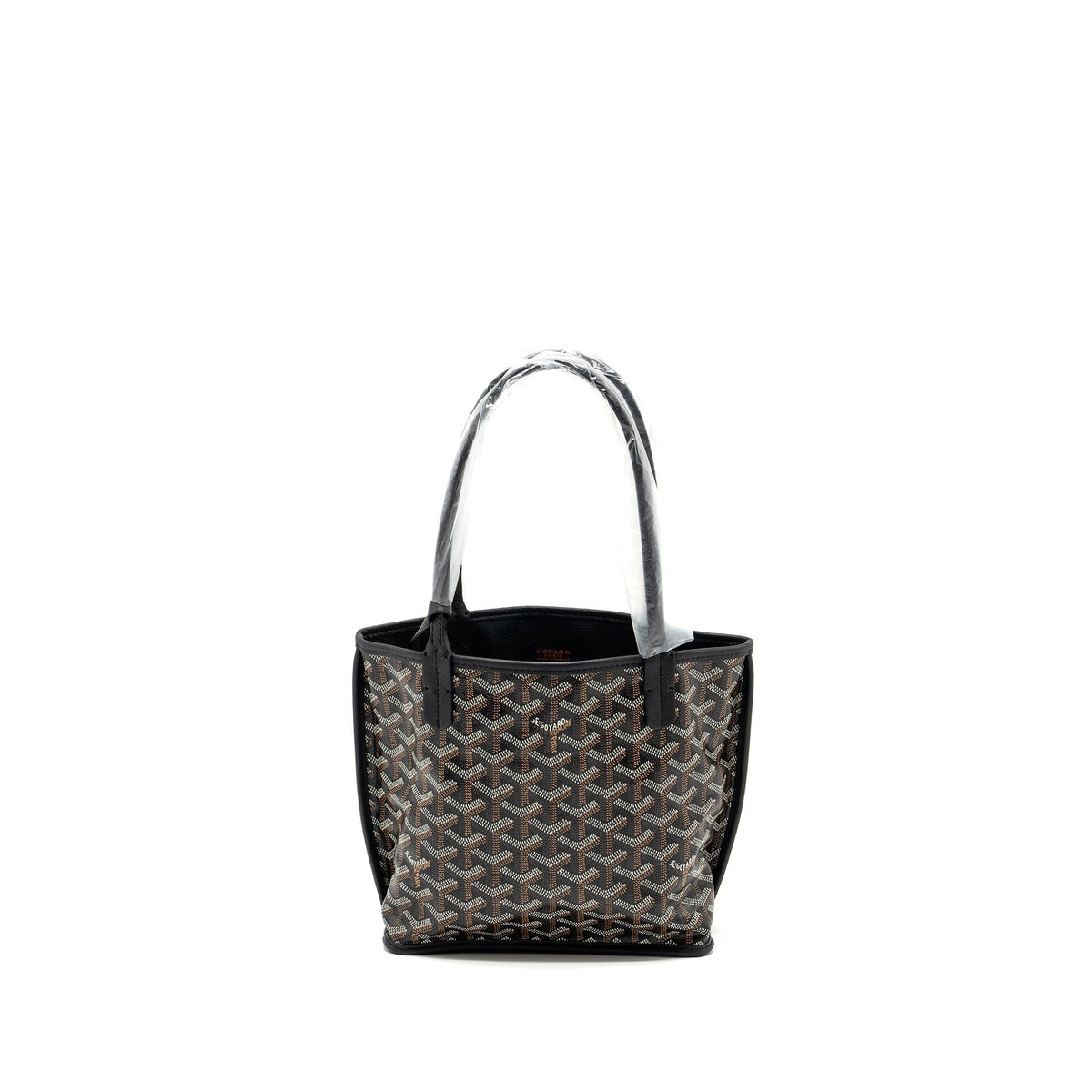GOYARD ANJOU MINI TOTE BAG GOYARDLINE CANVAS / CALFSKIN BLACK SHW
