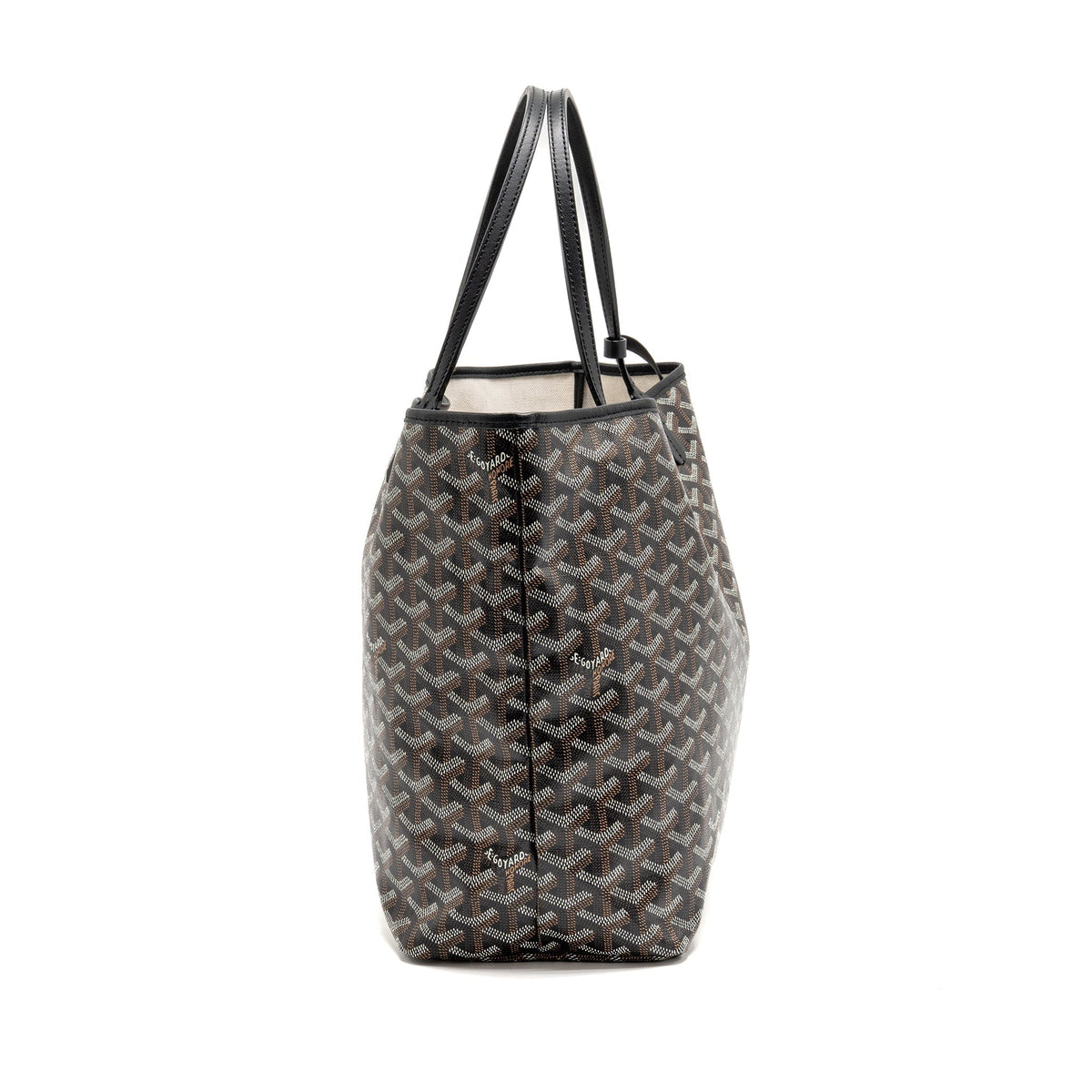 GOYARD SAINT LOUIS PM TOTE BAG GOYARDINE CANVAS/CALFSKIN BLACK