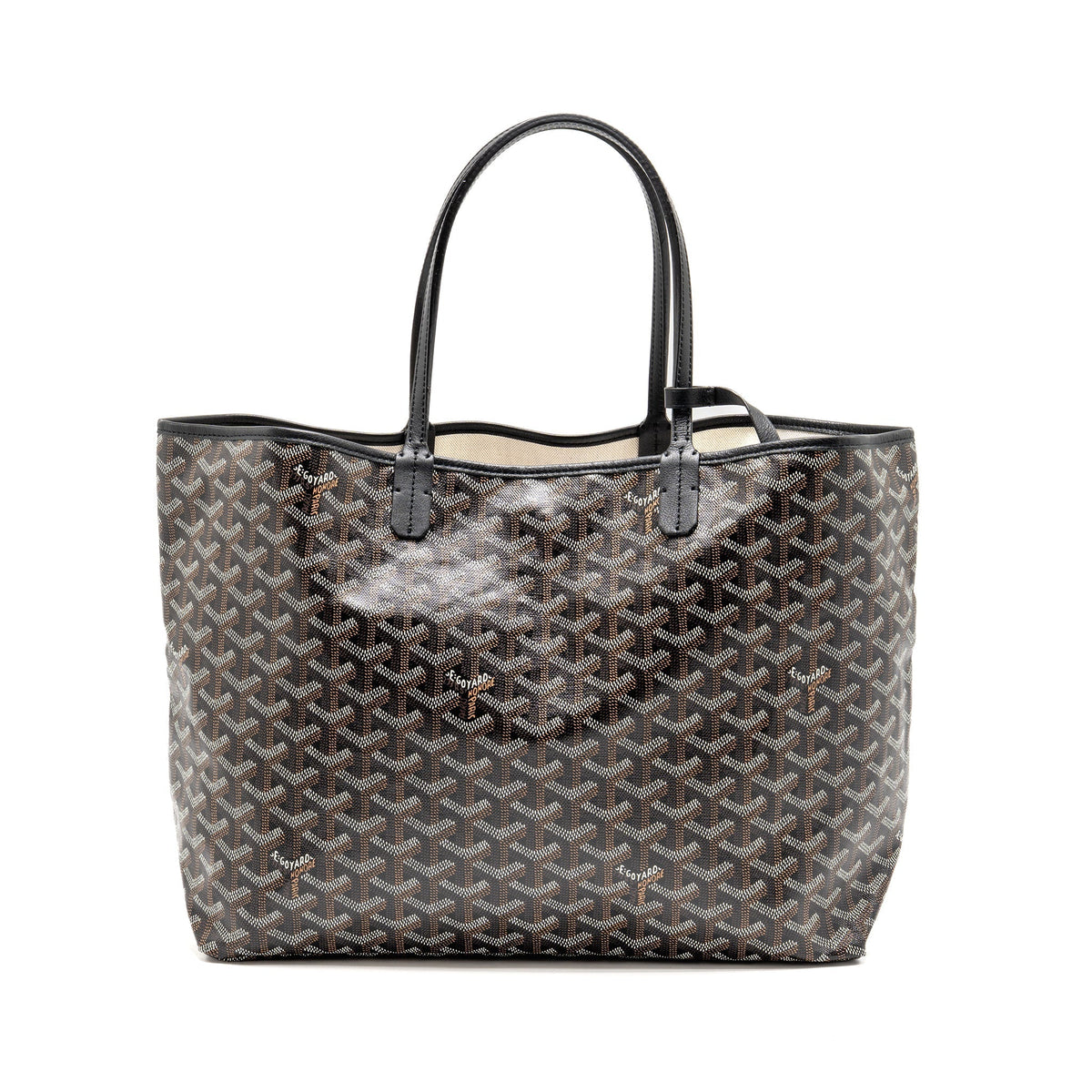 GOYARD SAINT LOUIS PM TOTE BAG GOYARDINE CANVAS/CALFSKIN BLACK