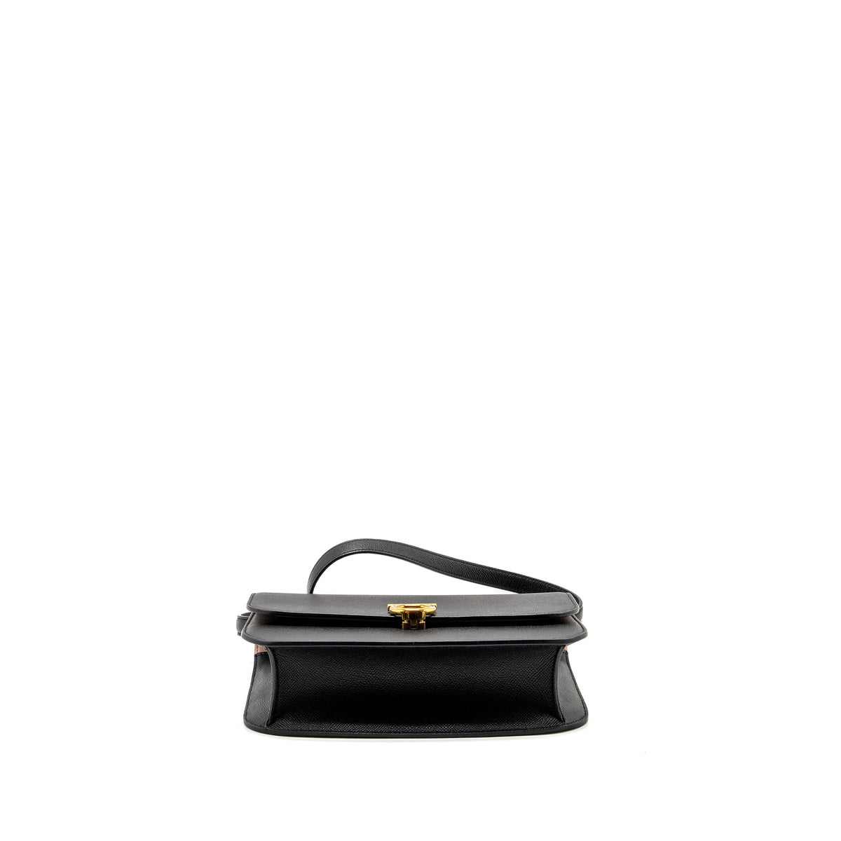 SALVATORE FERRAGAMO GANCINI ROUNDED FLAP BAG CALFSKIN BLACK GHW