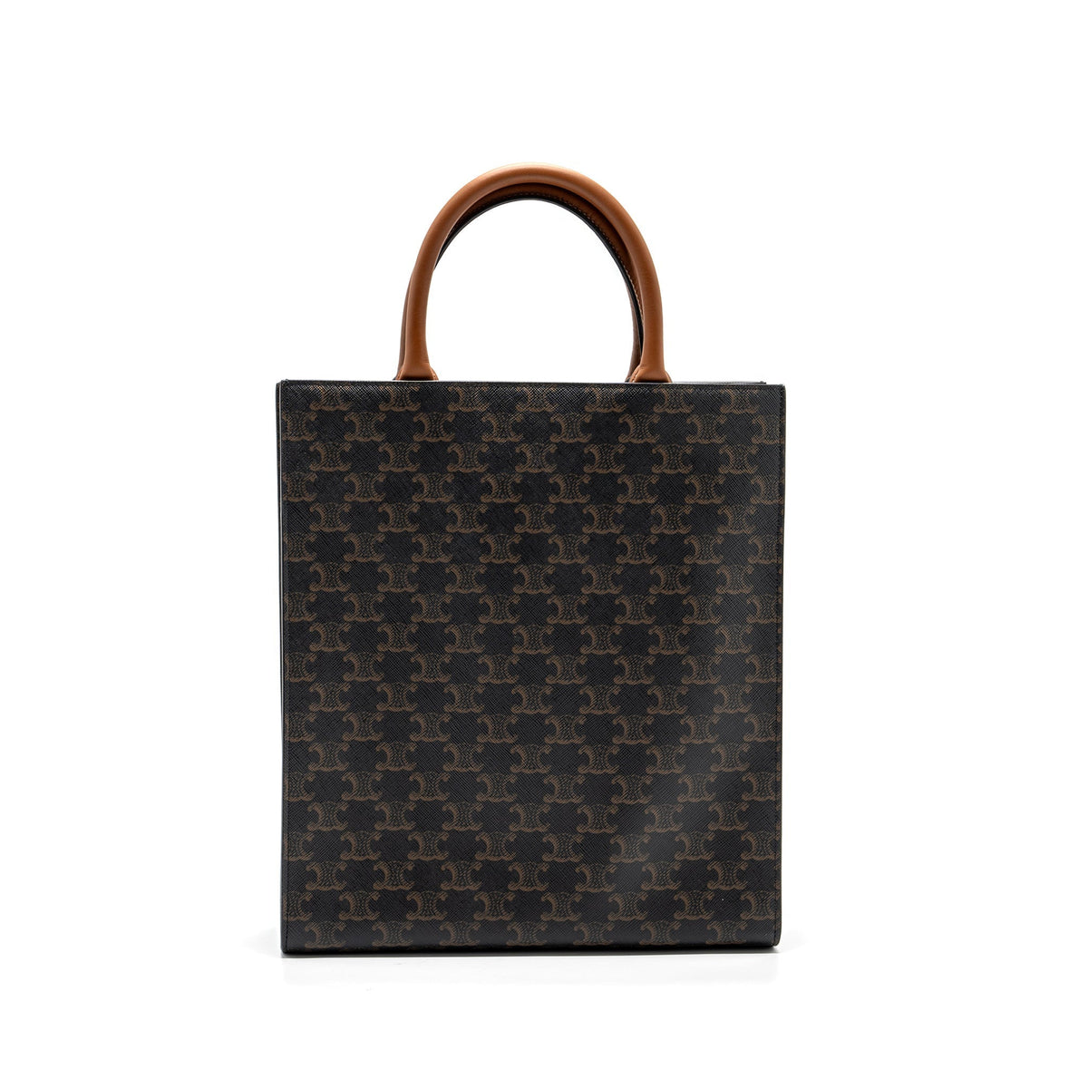 CELINE CABAS VERTICAL IN TRIOMPHE CANVAS AND CALFSKIN TAN GHW