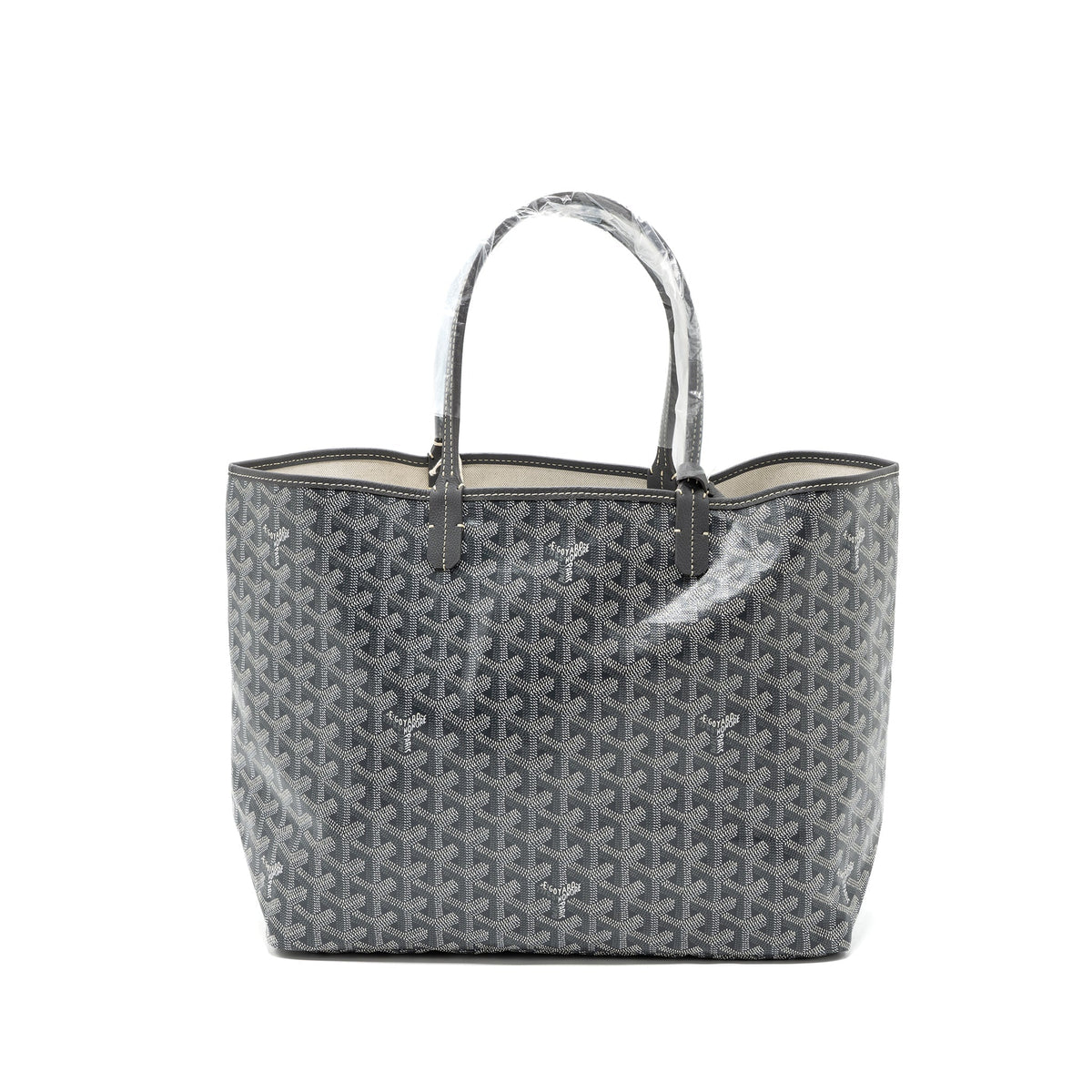 GOYARD SAINT LOUIS PM TOTE BAG CANVAS/ CALFSKIN GREY SHW
