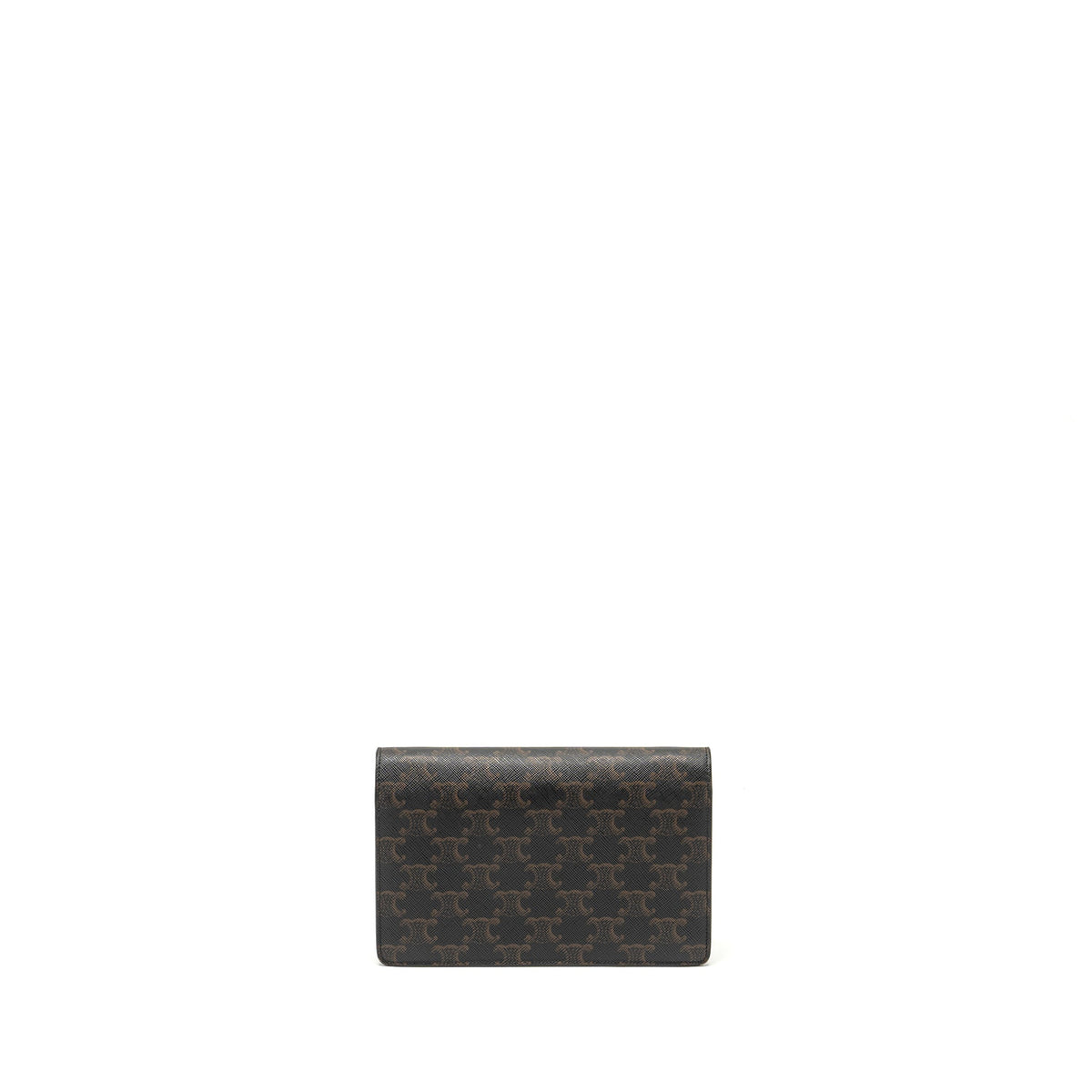 CELINE WALLET ON STRAP TRIOMPHE CANVAS/SMOOTH LAMBSKIN TAN GHW