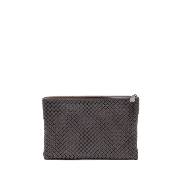 BOTTEGA VENETA INTRECCIATO CLUTCH LEATHER BROWN SHW