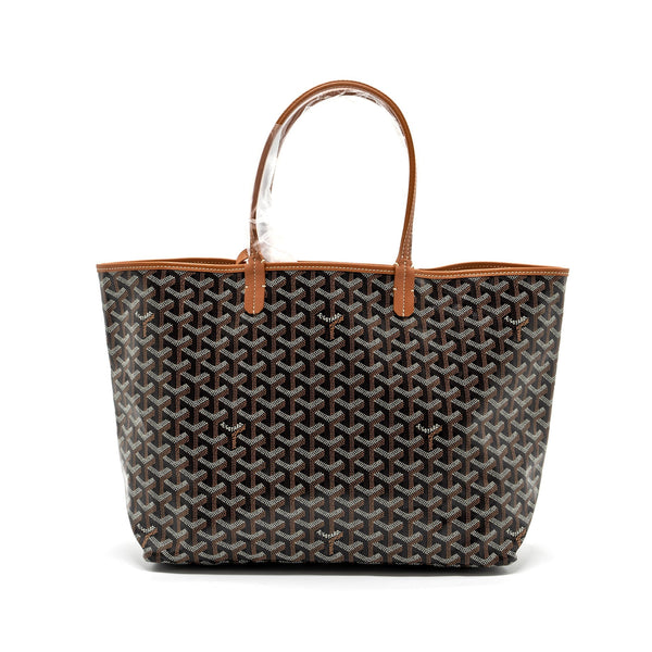 GOYARD SAINT LOUIS PM TOTE BAG GOYARDLINE CANVAS / CALFSKIN BROWN SHW