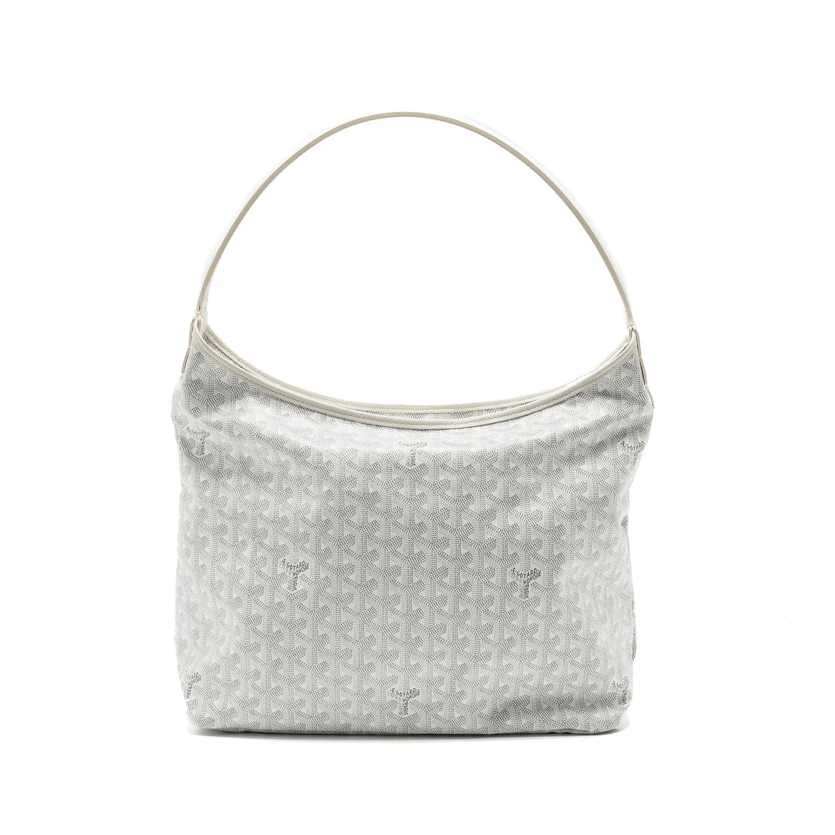 GOYARD BOHEME HOBO BAG GOYARDLINE CANVAS/CALFSKIN WHITE SHW