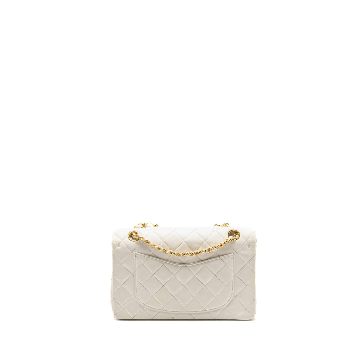 CHANEL VINTAGE SMALL CLASSIC DOUBLE FLAP BAG LAMBSKIN WHITE GHW
