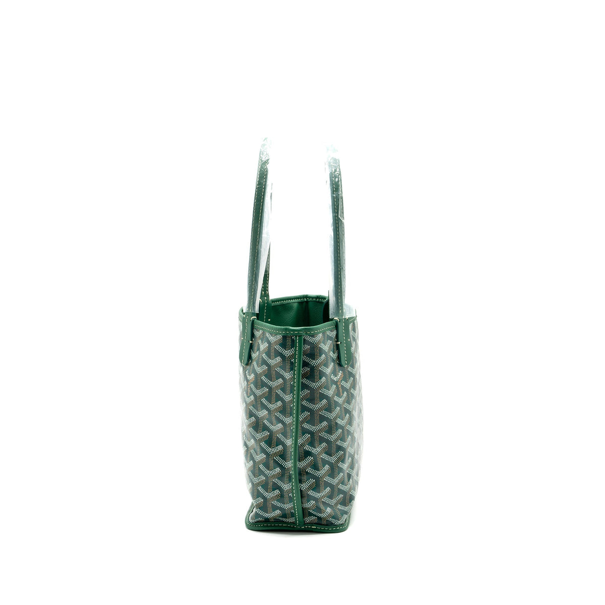 GOYARD MINI ANJOU TOTE BAG GOYARDLINE CANVAS / CALFSKIN GREEN SHW