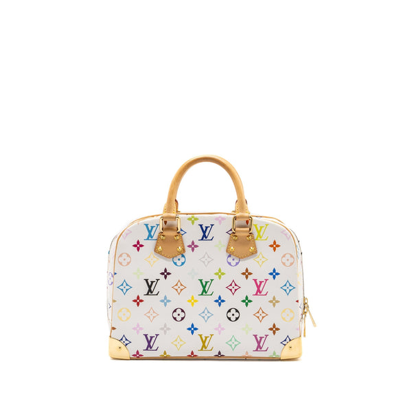 LOUIS VUITTON VINTAGE TOP HANDLE ZIP TOTE BAG WHITE MULTICOLOR MONOGRAM CANVAS GHW