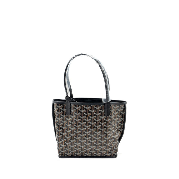 GOYARD MINI ANJOU TOTE BAG GOYARDLINE CANVAS / CALFSKIN BLACK SHW