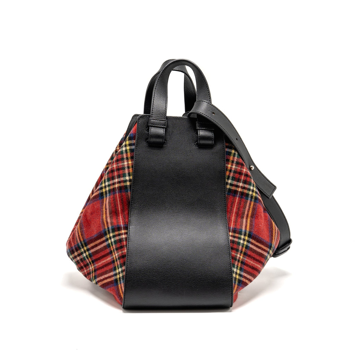 LOEWE HAMMOCK TARTAN BAG BLACK/RED TARTAN CALF/TEXTILE SHW