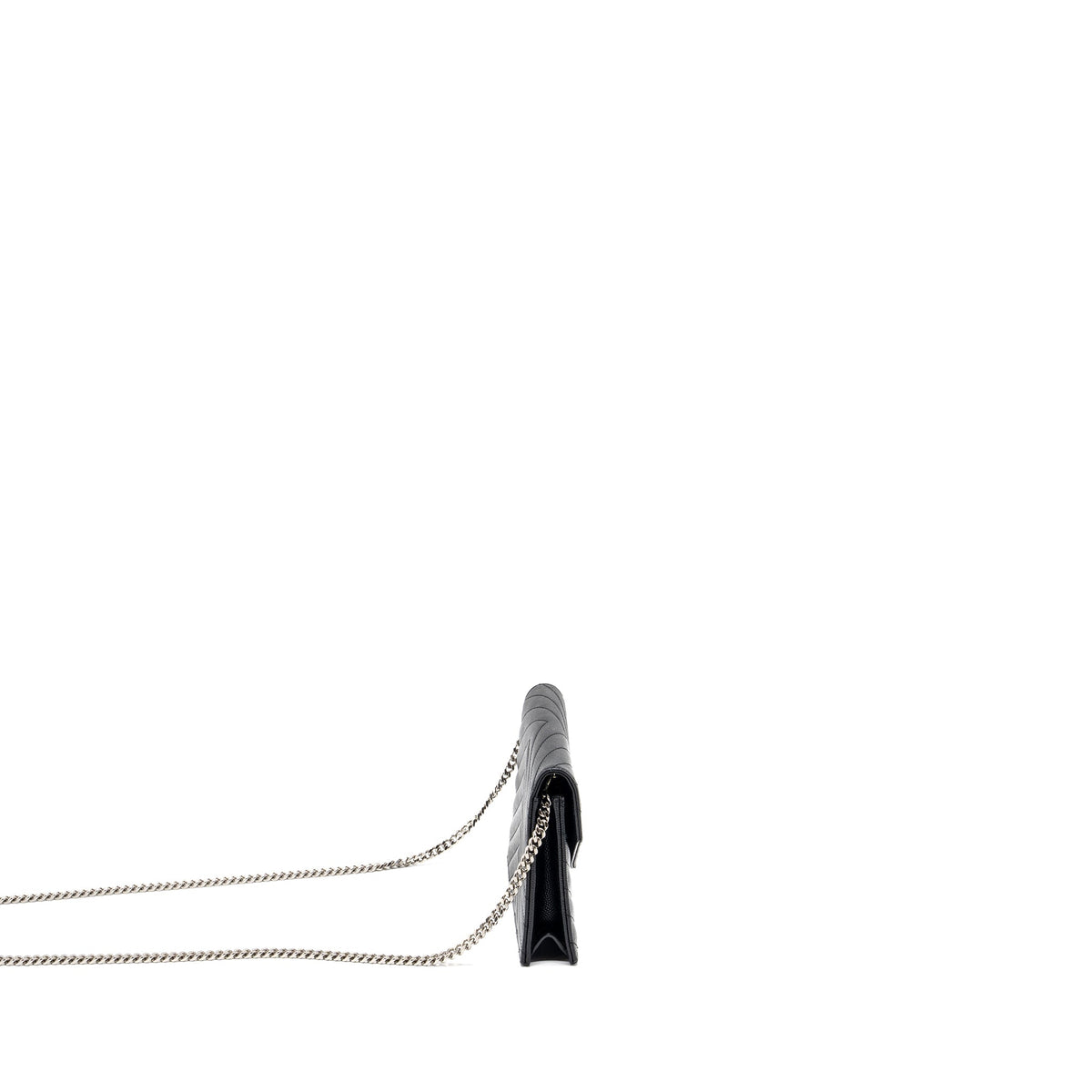 SAINT LAURENT ENVELOPE WALLET ON CHAIN GRAINED CALFSKIN BLACK SHW
