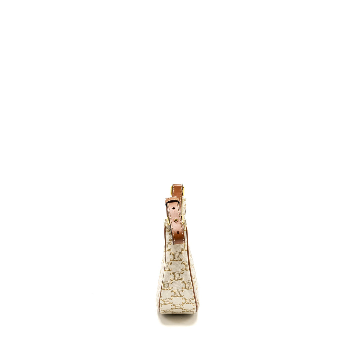 CELINE AVA BAG TRIOMPHE CANVAS/ CALFSKIN WHITE / BROWN GHW