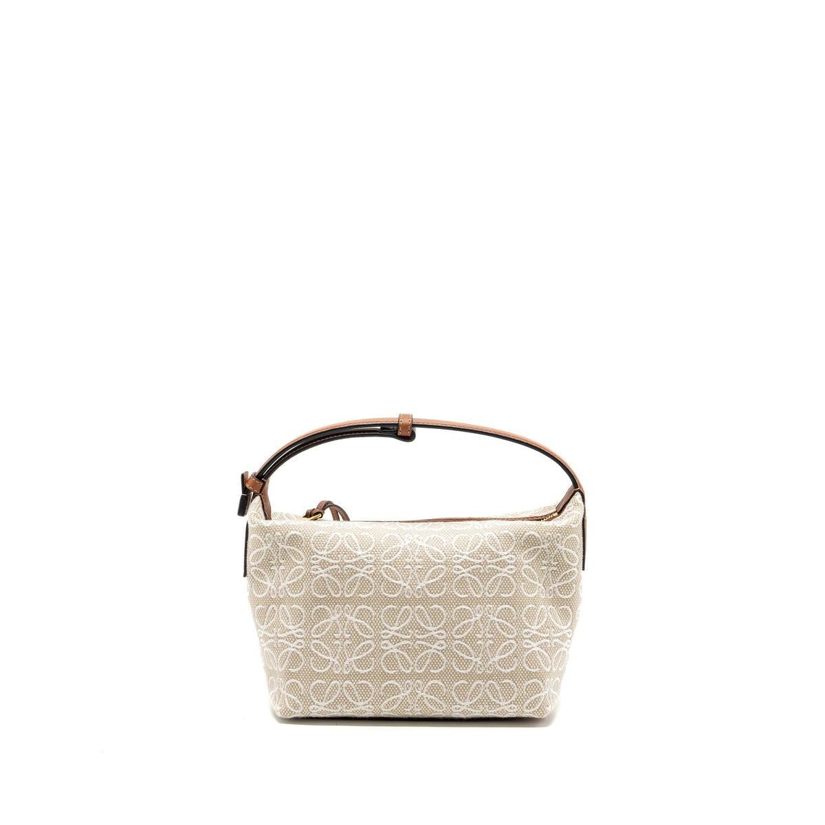 LOEWE SMALL CUBI BAG ANAGRAM JACQUARD CANVAS / CALFSKIN BEIGE / TAN GHW