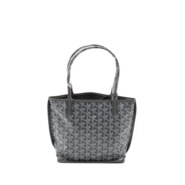 GOYARD MINI ANJOU TOTE BAG CANVAS / CALFSKIN GREY SHW
