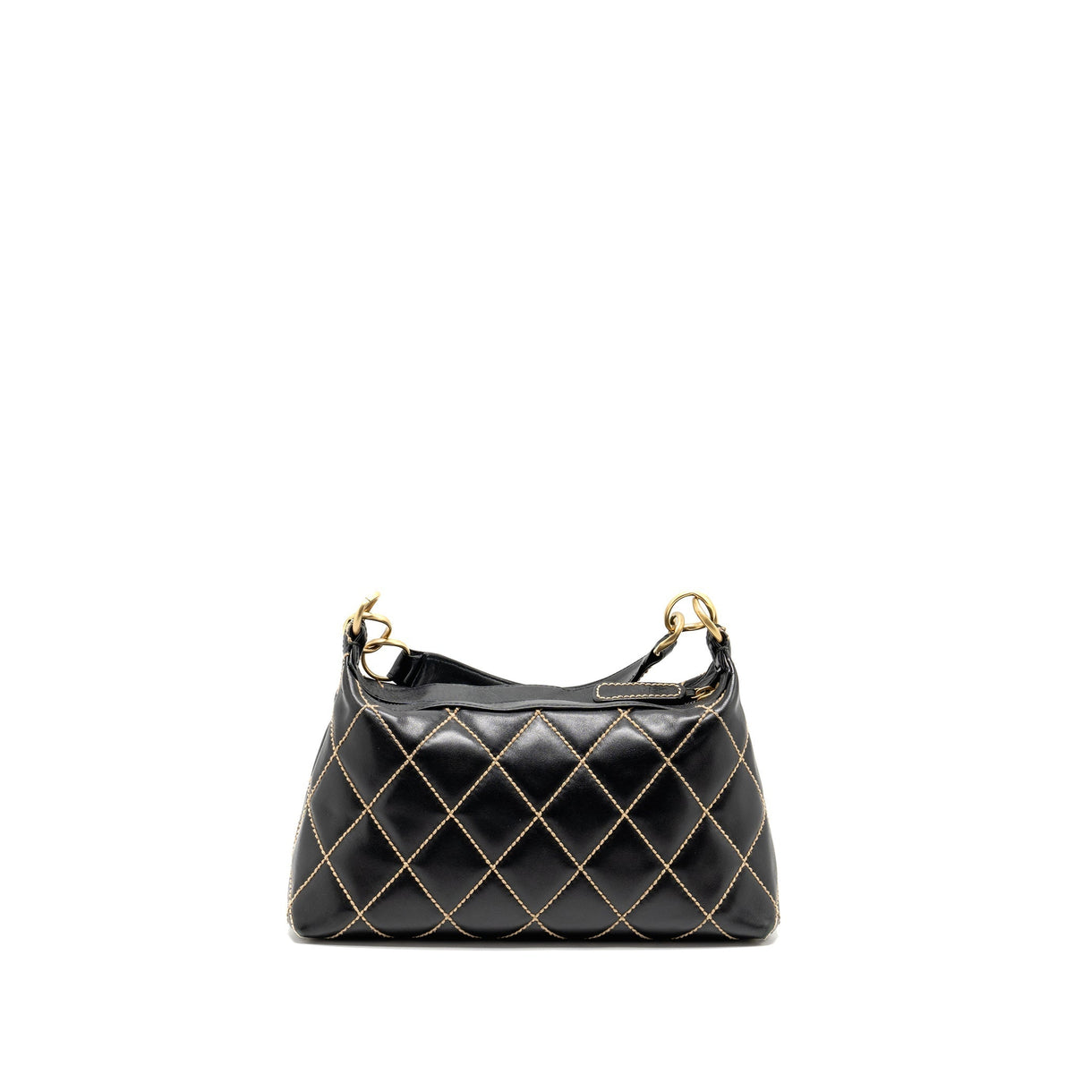 CHANEL VINTAGE WILD STITCH SHOULDER BAG CALFSKIN BLACK GHW