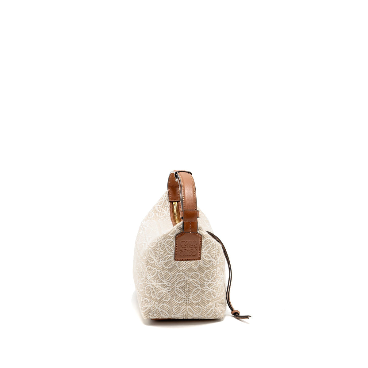 LOEWE SMALL CUBI BAG ANAGRAM JACQUARD CALFSKIN BEIGE/BROWN GHW