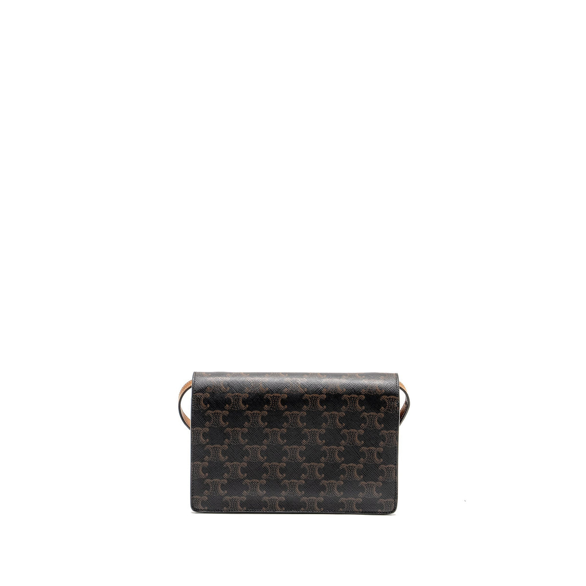 CELINE WALLET ON STRAP TRIOMPHE CANVAS /SMOOTH LAMBSKIN TAN GHW