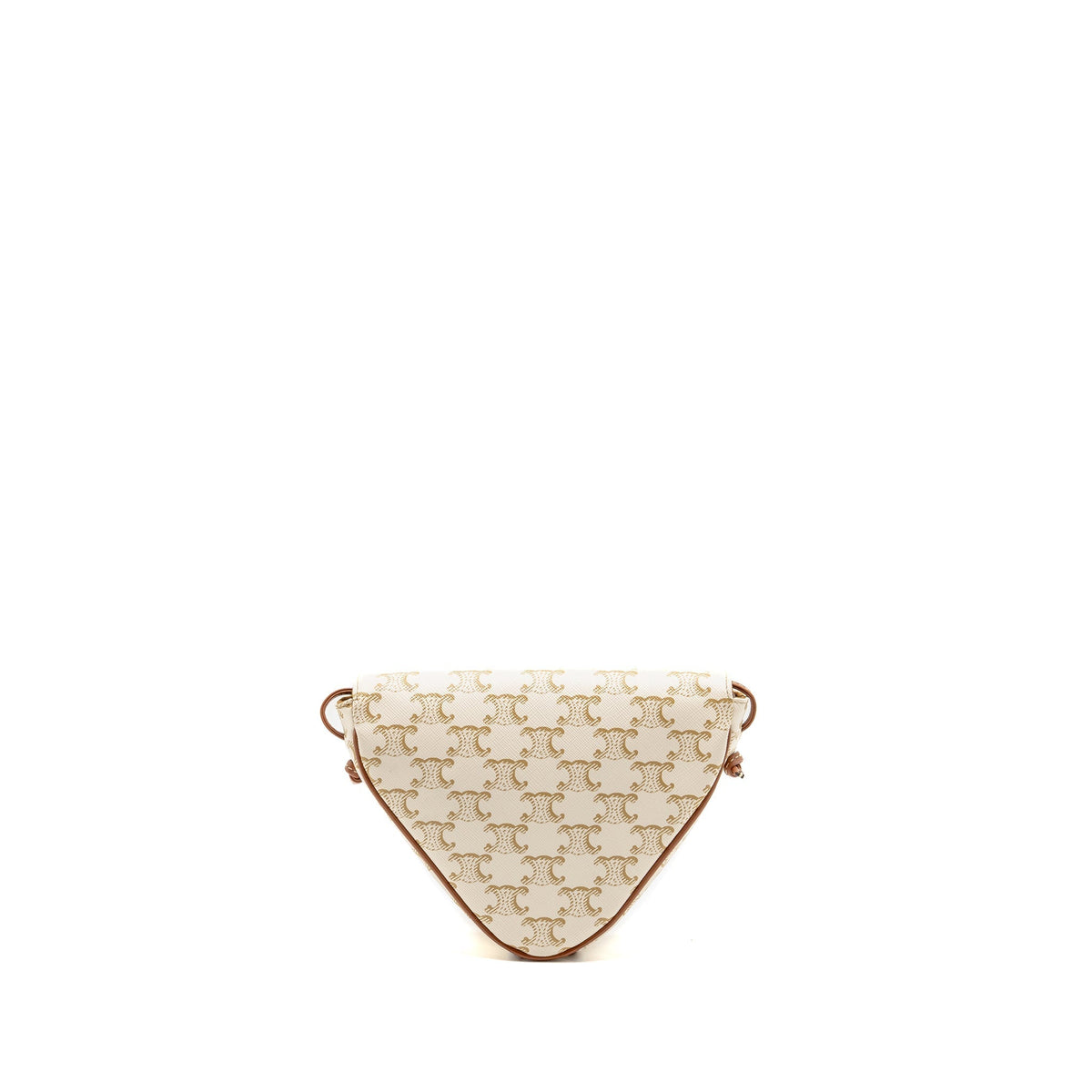 CELINE TRIANGLE SHOULDER BAG TRIOMPHE CANVAS WHITE/TAN