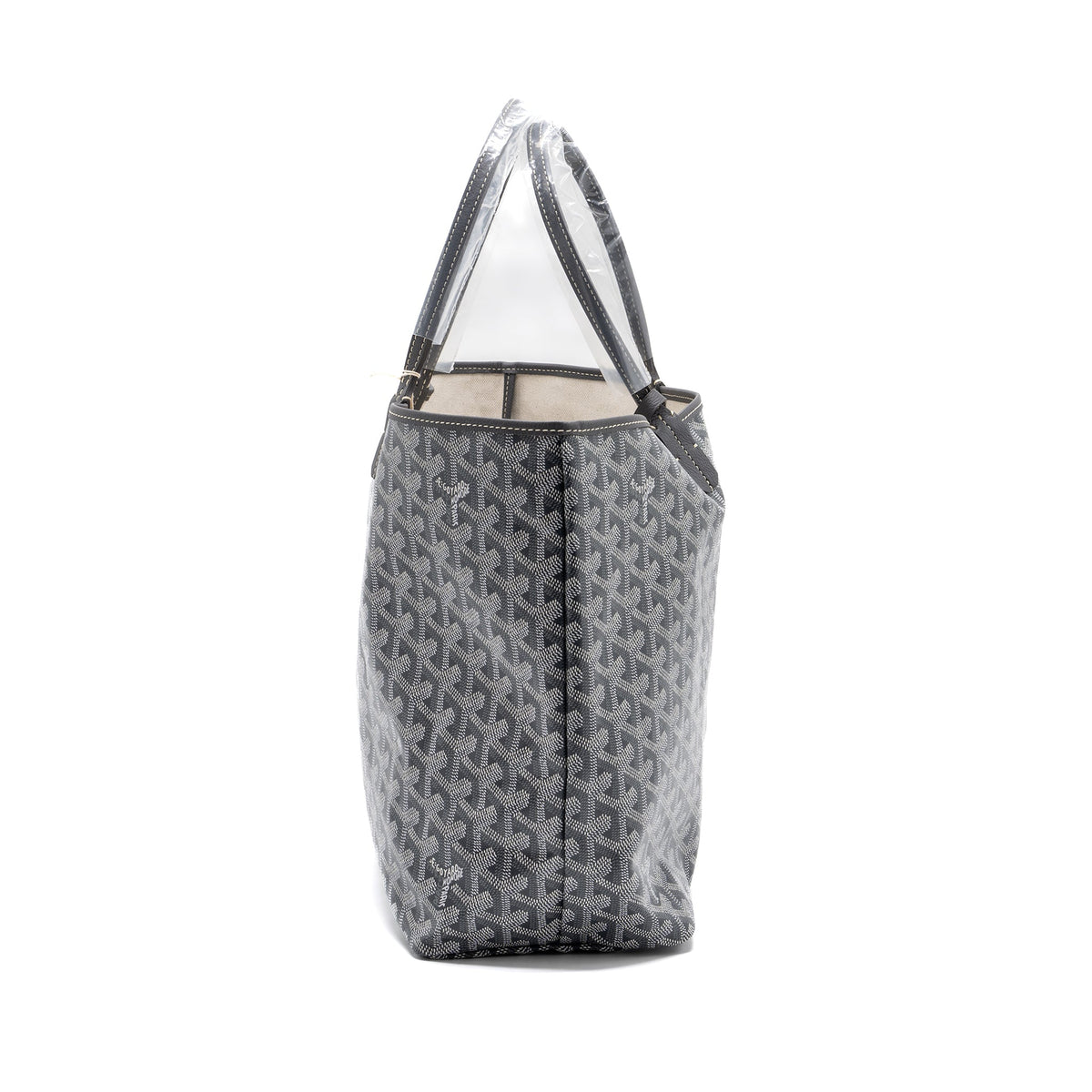 GOYARD SAINT LOUIS PM TOTE BAG GOYARDINE CANVAS/CALFSKIN GREY SHW