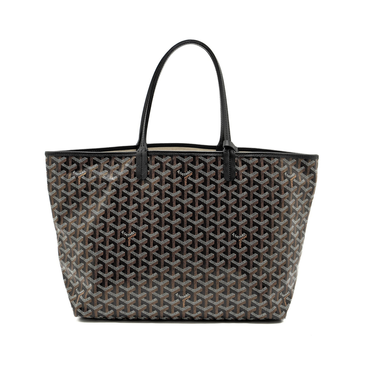 GOYARD SAINT LOUIS PM TOTE BAG GOYARDINE CANVAS / CALFSKIN BLACK SHW