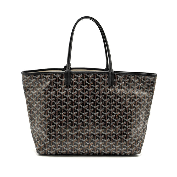 GOYARD SAINT LOUIS PM TOTE BAG GOYARDINE CANVAS / CALFSKIN BLACK SHW
