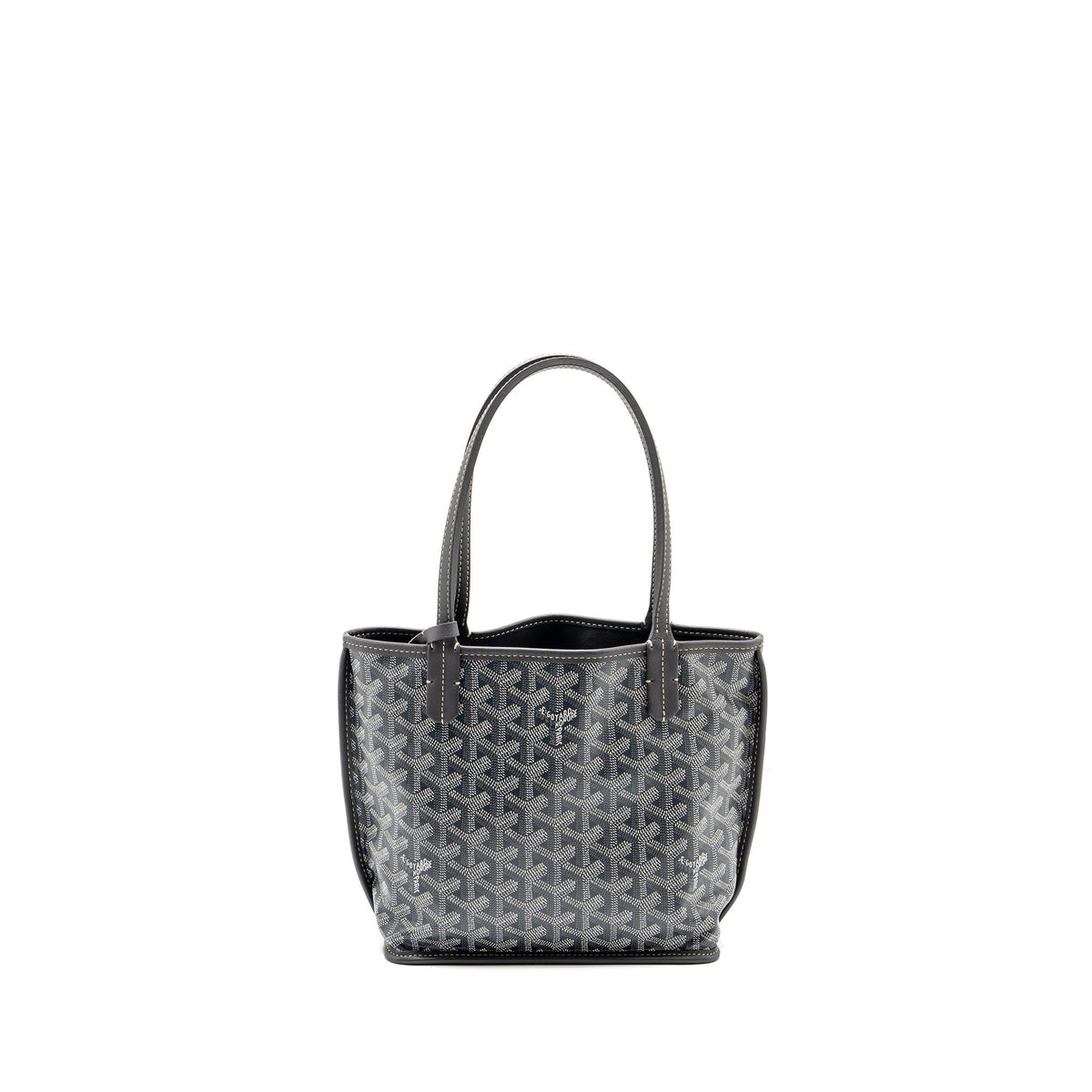 GOYARD MINI ANJOU TOTE BAG GOYARDLINE CANVAS/CALFSKIN GREY SHW