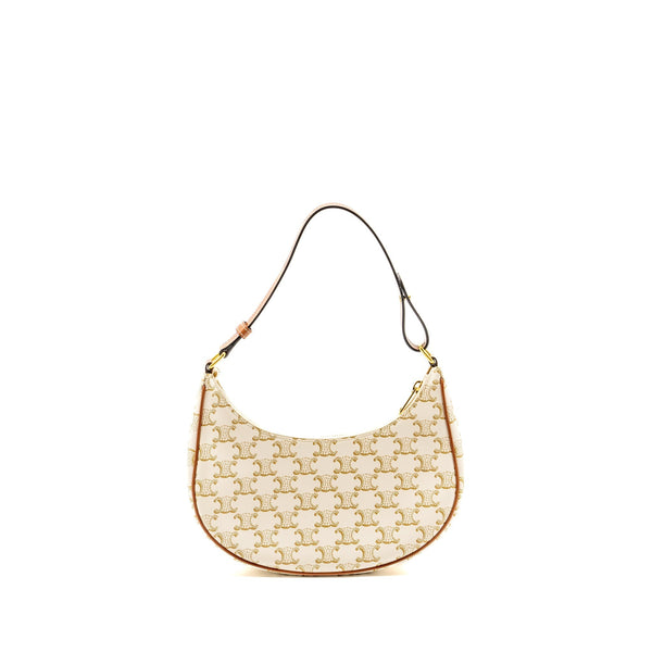 CELINE MEDIUM AVA BAG TRIOMPHE CANVAS/CALFSKIN WHITE/BROWN GHW