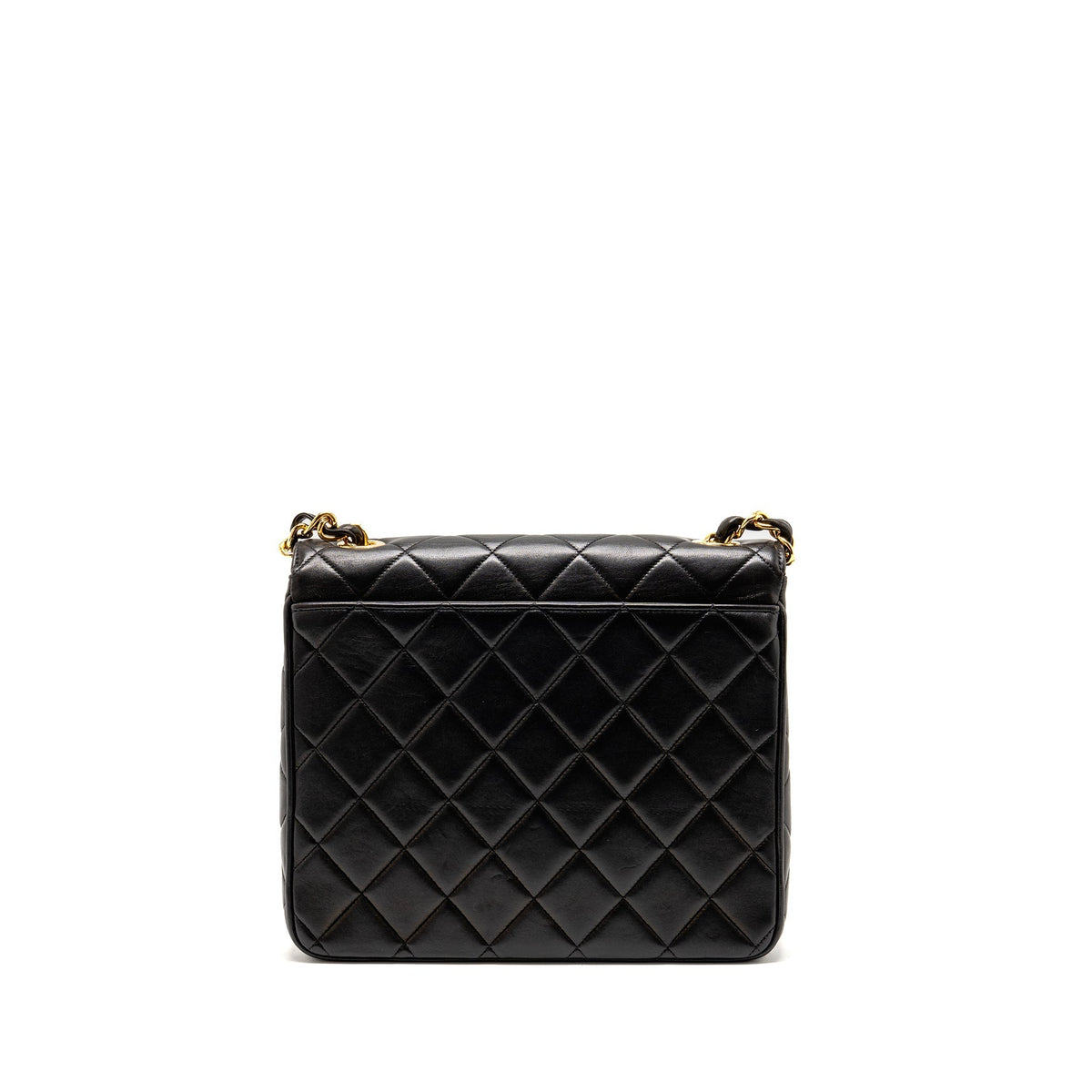 CHANEL VINTAGE LARGE SQUARE FLAP BAG LAMBSKIN BLACK GHW