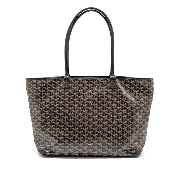 GOYARD ARTOIS MM TOTE BAG GOYARDINE CANVAS/CALFSKIN BLACK SHW