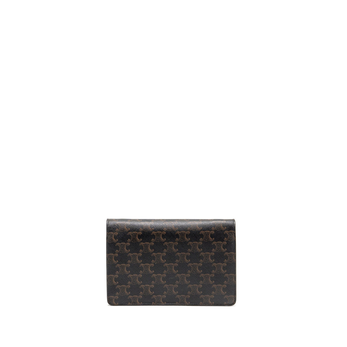 CELINE WALLET ON STRAP TRIOMPHE CANVAS / SMOOTH LAMBSKIN TAN GHW