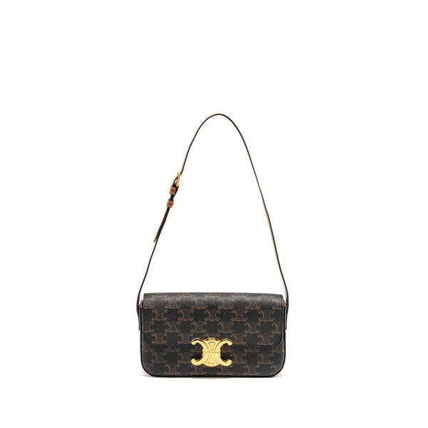 CELINE TRIOMPHE SHOULDER BAG TRIOMPHE CANVAS/CALFSKIN TAN GHW