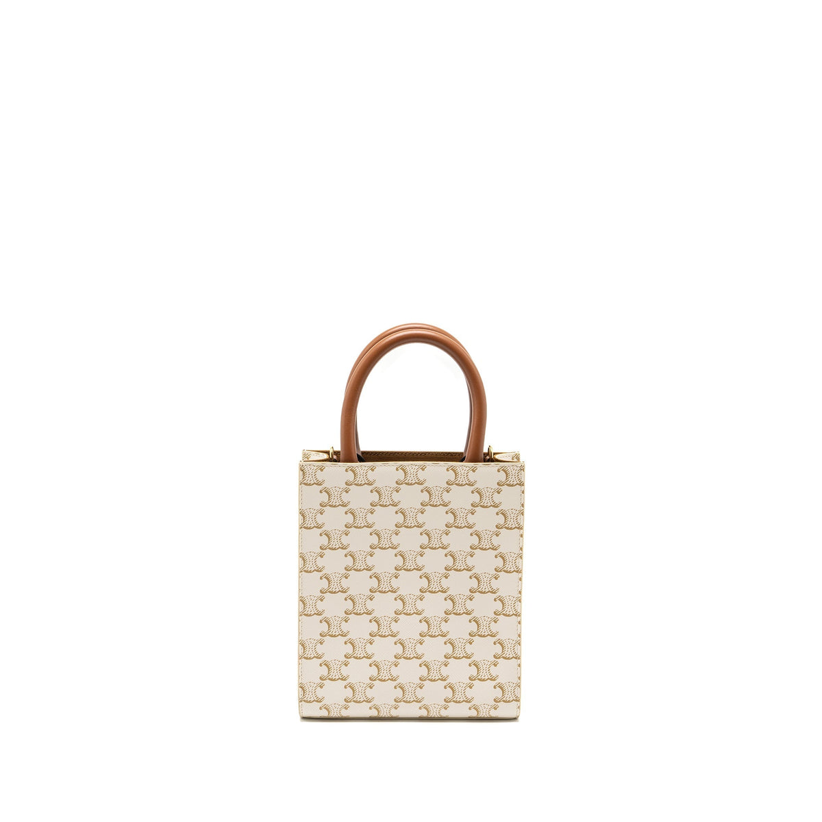 CELINE MINI VERTICAL CABAS IN TRIOMPHE CANVAS/CALFSKIN WHITE GHW