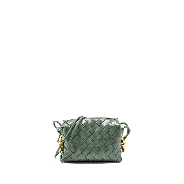 BOTTEGA VENETA MINI LOOP BAG METAL KNOTS CALFSKIN GREEN GHW