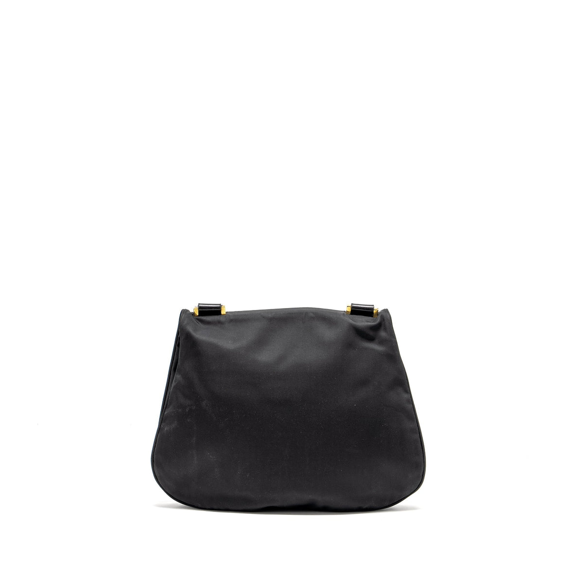 FENDI VINTAGE FF FLAP SHOULDER BAG NYLON BLACK GHW