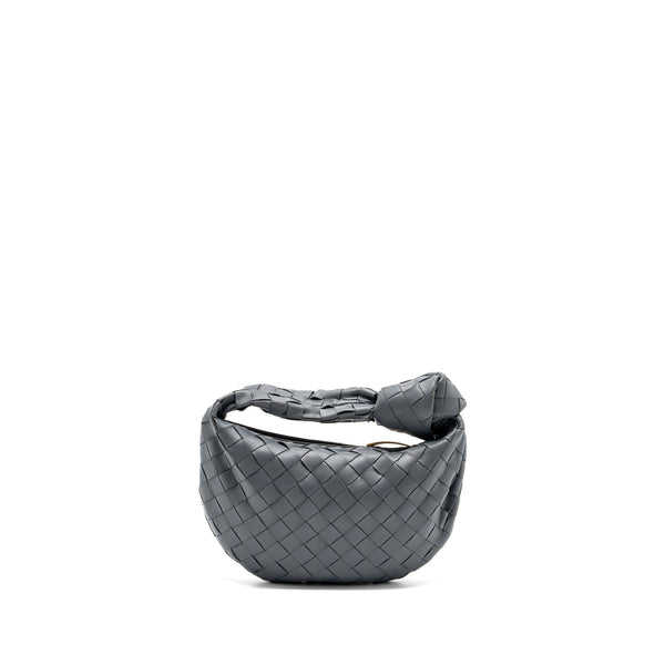 BOTTEGA VENETA MINI JODIE LAMBSKIN STORM GHW