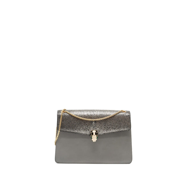 BVLGARI SERPENTI FOREVER LEATHER/CRYSTAL GALUCHAR GREY GHW