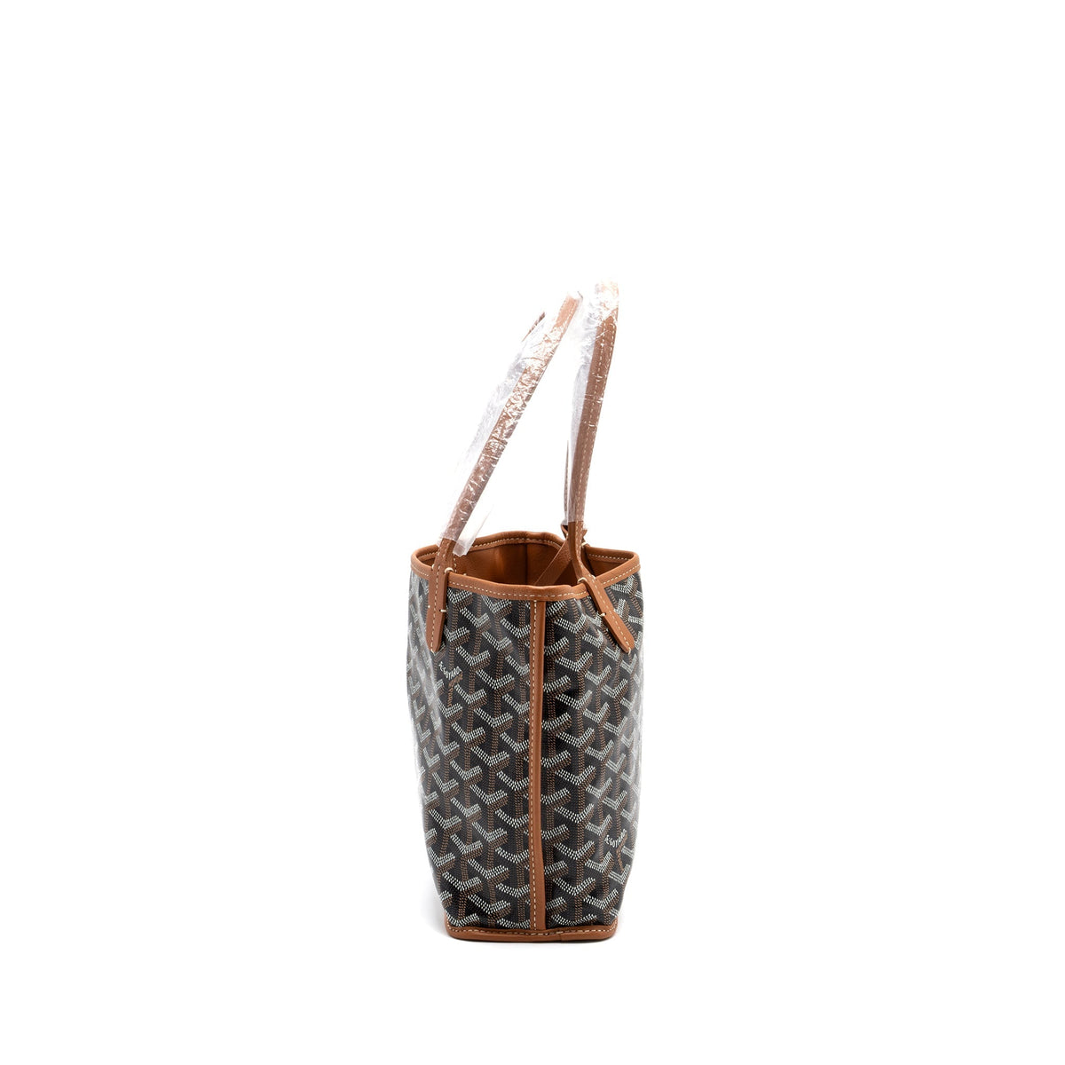 GOYARD ANJOU MINI REVERSIBLE TOTE BAG GOYARDINE CANVAS / LEATHER BROWN / MULTICOLOR