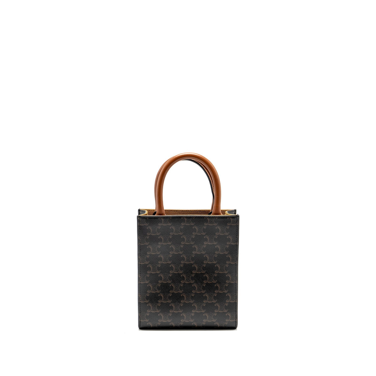 CELINE MINI VERTICAL CABAS TRIOMPHE CANVAS BROWN / MULTICOLOUR GHW