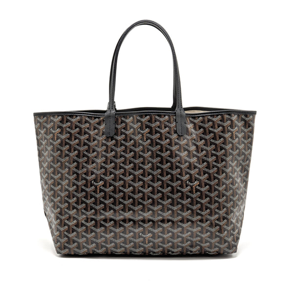 GOYARD SAINT LOUIS PM TOTE GOYARDINE CANVAS/CALFSKIN BLACK SHW