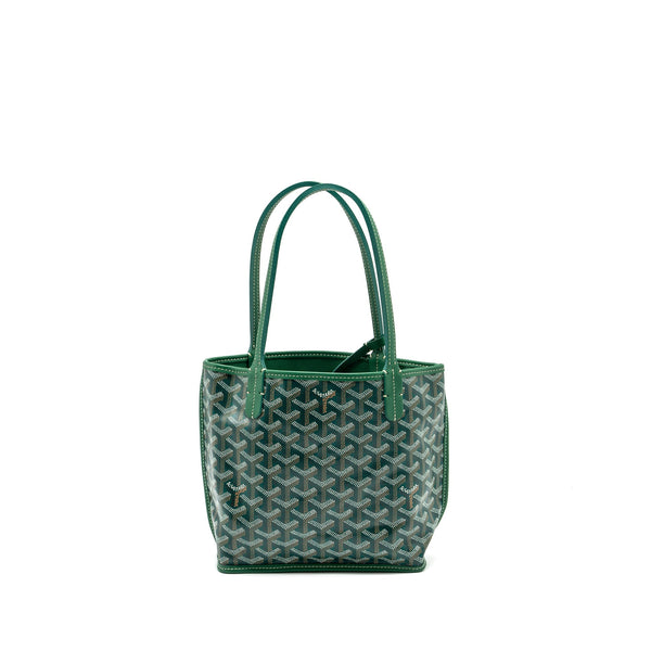 GOYARD MINI ANJOU TOTE BAG GOYARDLINE CANVAS / LEATHER GREEN SHW